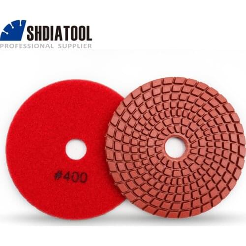SHDIATOOL 10pcs Dia 4"/100mm Grit 400 Diamond Flexible Wet Polishing Pad Resin Bond Sanding Disc Stone Marble Granite Ceramic