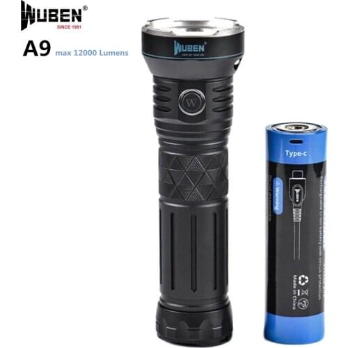 WUBEN A9 Super Bright Flashlight 3*XHP70.2 LED max 12000 lumen beam throw 420 meter USB Charging Torch Searchlight 10200 battery
