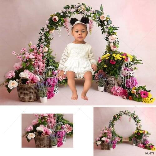 Wedding Decorations Backdrop Garden Flowers Arch Child Kids Portrait Baby Shower Cake Smash Party Background Poster Photo Shoot