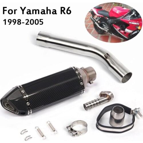 370mm Exhaust Pipe Tail Tips DB Killer Silencer Slip On Motorcycle Middle Section Connect Link Tube for Yamaha YZF R6 1998-2005