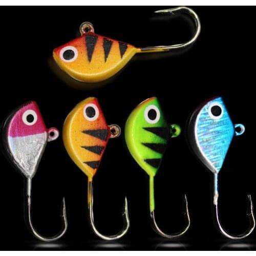 WALK FISH 4PCS/Lot Ice Jig 2.5cm 2.5g Fishing Lure Sinking Ice Bait Lead Head Hooks Luminous Bait Carp Winter Fishing Tackle