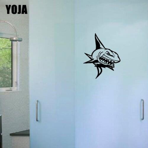 YOJA 25x20.4CM Scary Shark Bathroom Shower Decal Decoration Home Bedroom Wall Sticker G2-0565