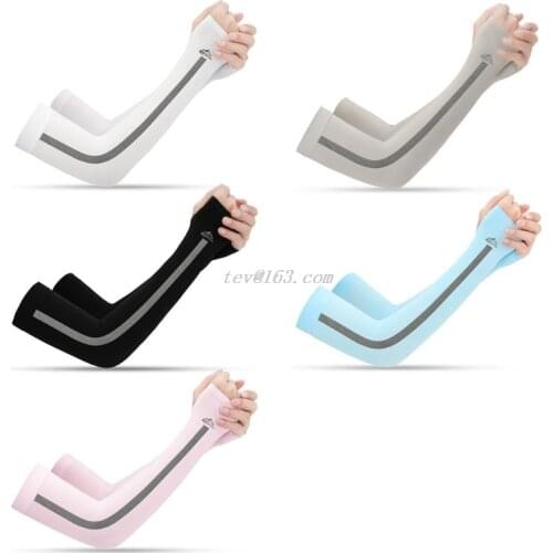 Unisex UV Sun Protection Ice Silk Cooling Arm Sleeves UPF 50 Seamless Compression Cover Shield for Sport Driving Cycling