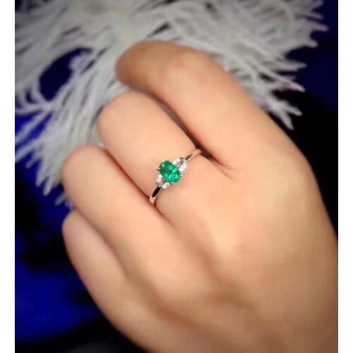Natural green emerald gem Ring Natural gemstone Ring 925 sterling silver trendy elegant compact delicacy women Office Jewelry