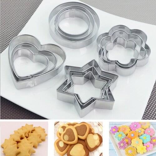 12pcs Stainless Steel Cookie Biscuit DIY Mold Star Heart Cutter Baking Mould New Fondant Cake tool Fried Egg Shaper Kitchen Tool