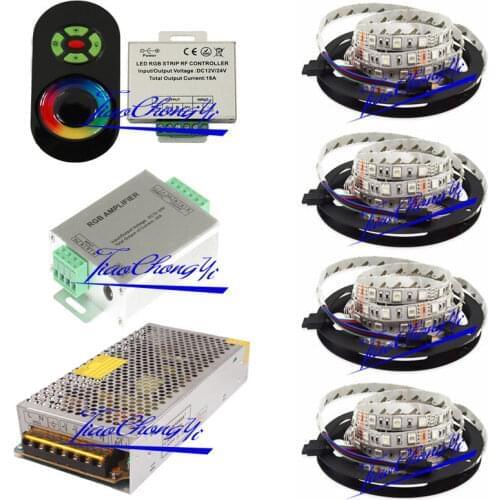 2021New 20M 5050 RGB LED strip light IP20 + 18A Touch controller+ Amplifier+ 20A power