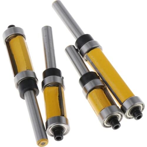 4PCS 1/4'' Shank Router Bits Set, Double Straight Flush Trim Router Cutter,Woodworking Top Bearing Milling Tools