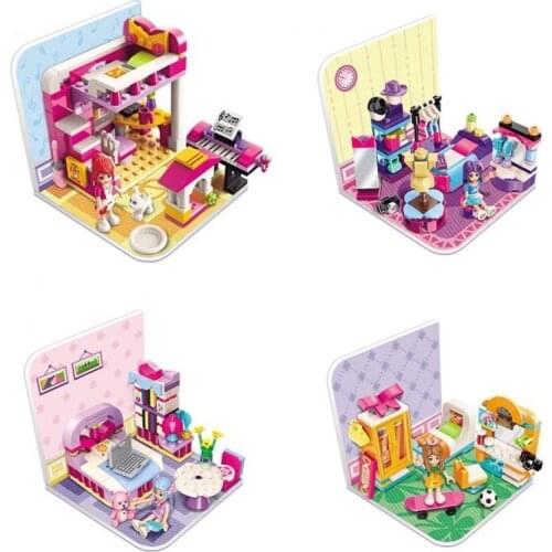 483pcs Enlightenment 4101 Four Bedroom Set Princess Shirley Girl Assembled Building Block Toy Gifts