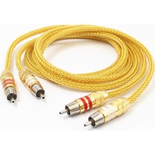 Audiophile Audio Cables Oxygen-free Copper Silver Plated RCA Cable for HiFi Amplifier CD Player