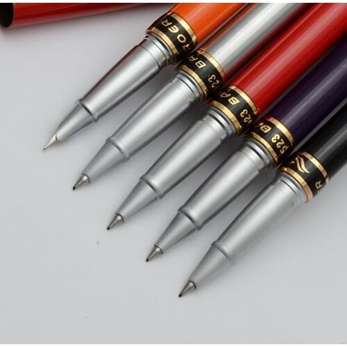 Baoer High Quality Metal Ballpoint Pen Black Silver Plating Gel Ball Pens Luxury Business Writing Signing School Office Supplies