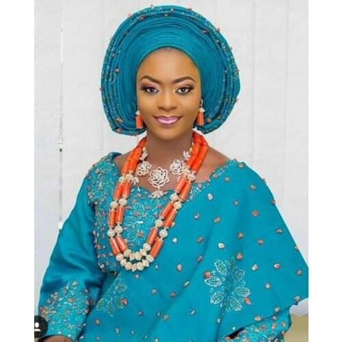 Long Style Coral and Dubai Gold African Beads Necklace Jewelry Set Real Coral Beads Necklace Set New Bridal Jewelry Sets CG022