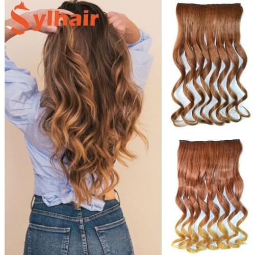 60cm Long Straight Clip In Hair Extensions 5 Clips Synthetic Hair Brazilian False Hair Black Hair Pieces For Women Sylhair