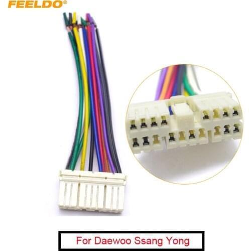 FEELDO 10Pcs Car Audio Radio Stereo Wiring Harness Adapter Male Plug For Daewoo Ssang Yong Actyon/Korando Chevrolet Spark #5691