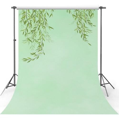 Green Willow Leaf Backdrops Spring Newborn Baby Shower Birthday Poster Photography Background Photo Studio Photozone Decor Props