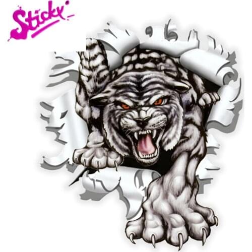 STICKY Tiger In The Bullet Hole Anime Car Sticker Decal Decor Cover Scratches Waterproof Motorcycle Off-road Laptop Window Vinyl