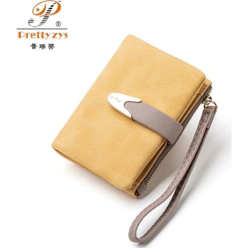Prettyzys Soft PU Leather Women Short Wallets Wristlet Purse Female Phone Wallet Clutch Brand Design Ladies Purse Card Holder