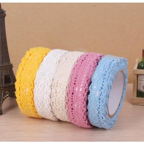 Beautiful White Lace Ribbon Tape Adhesive Fabric Cotton Lace Tape DIY Decoration Stationery Adhesive Tapes Gifts DIY Handicrafts