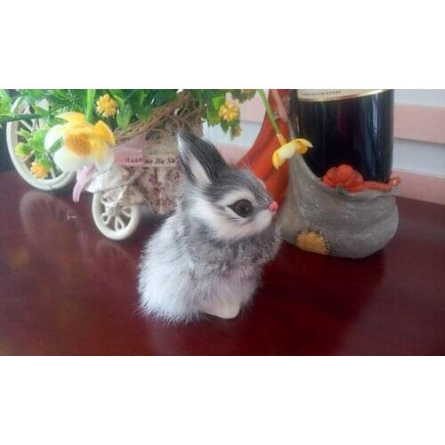 Mini simulation rabbit model polyethylene & furs gray rabbit doll gift about 12x7cm 1418