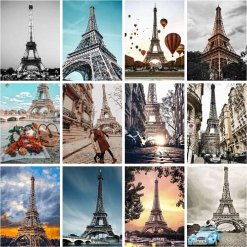 AZQSD Diy Painting By Numbers Tower Picture Oil Painting By Numbers Landscape Handmade HandPainted Gift Wall Art Home Decor