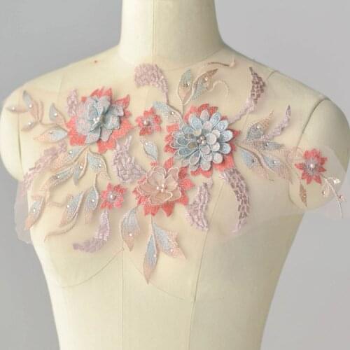 Clothing stickers multiple colors 3D flower beading patches