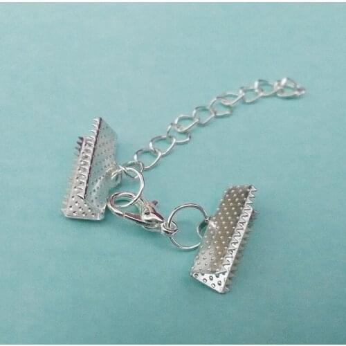 Crimp ends caps flat cover lobster clasps jump rings leather Cord extension chains tail String choker rope Necklace Connectors