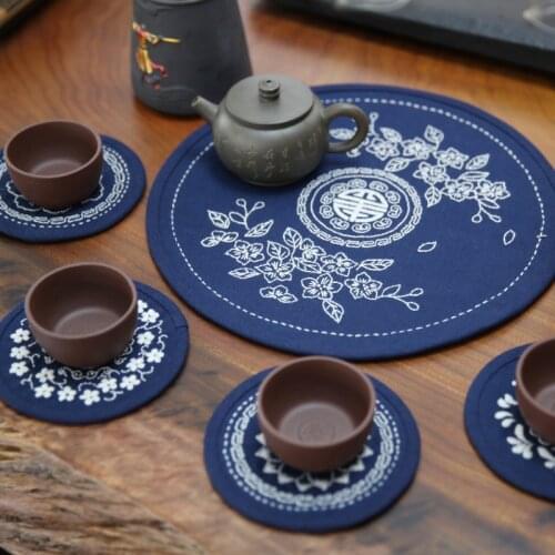 DIY Ribbon Flowers Embroidery Placemat coaster for Beginner Needlework Kits Cross Stitch Series Arts Crafts DIY Materials Kit