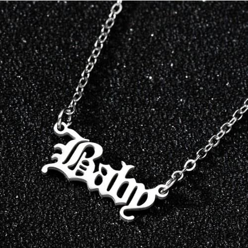 Hollow Alphabet necklace GROSS Pendant BABY ANGEL Necklace Stainless Steel Necklace for Women long necklaces