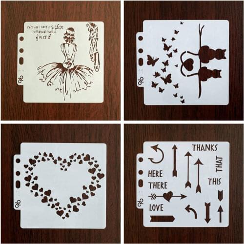 Heart Loving cat Layering Hollow Stencils Stamping Scrapbooking Embossing Wall Painting Pre-drawing Ruler Masking Spray Template