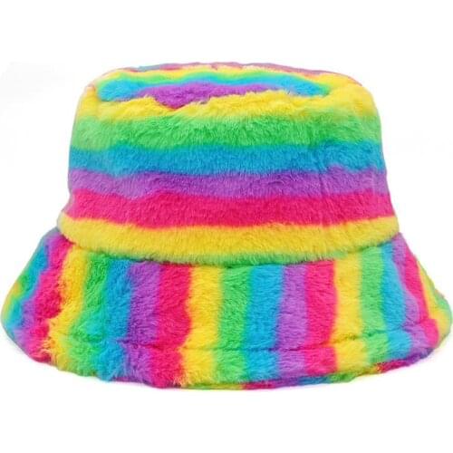 Ldslyjr Polyester Colorful Striped Bucket Hat Fisherman Hat Outdoor Travel Hat Sun Cap Hats for Men and Women 360
