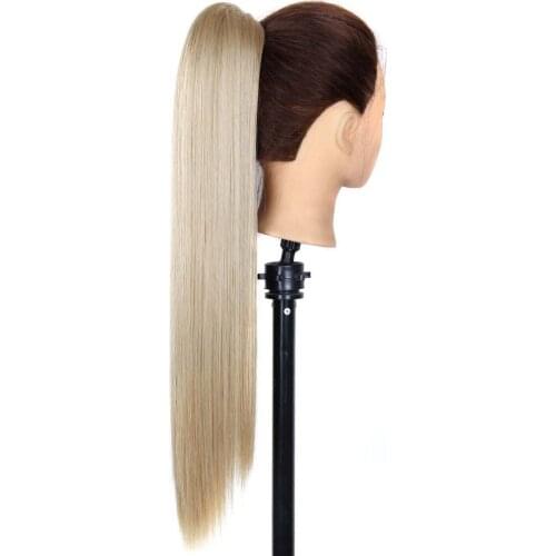 Luxury for Braiding 24" Long Straight 150g Highlighted Heat Resistant Fiber Claw Clip Drawstring Ponytail Synthetic Hair Pieces