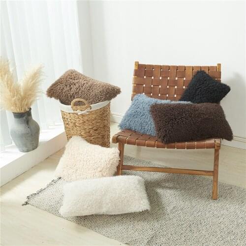 30X50/45X45CM Solid Luxury Berber Fleece Pillowcase Autumn Winter Sofa Couch Throw Pillows Cozy Plush Cushion Cover Home Decor