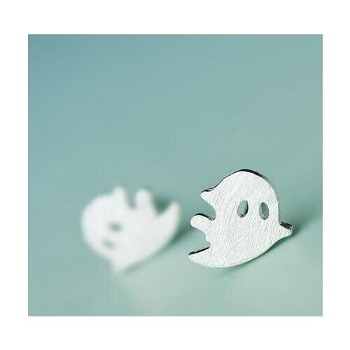 Real 925 Sterling Silver Jewelry For Women Cute Animal Halloween Ghost Earring Stud Small Stud Earring For Girls Wholesale