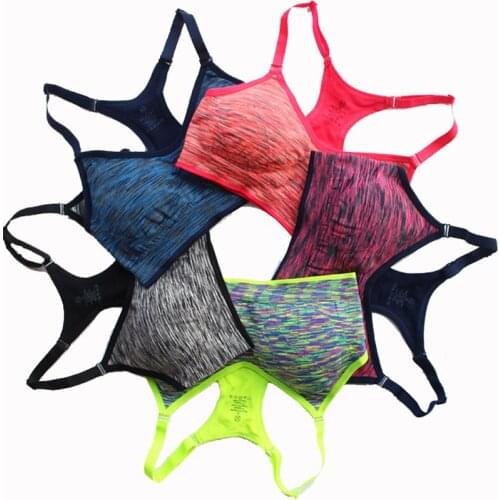 Quick Dry Sports Bra Women Padded Wirefree Adjustable Shakeproof Fitness Underwear Push Up Seamless Running Crop Tops For Female