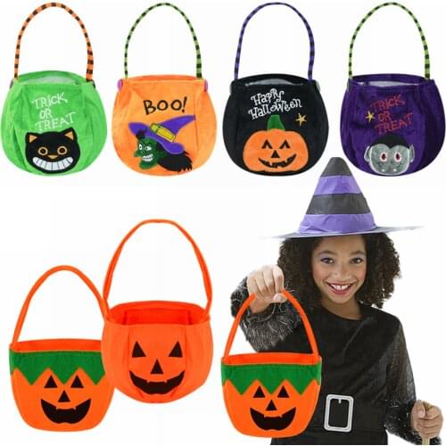 Halloween Candy Gift Bag Trick or Treat Pumpkin Handbag Storage Bucket Portable Gift Basket Halloween Party Favors Decoration 7z