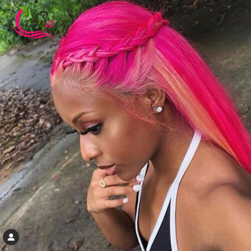 Highlight Blonde HD Transparent Lace Front Human Hair Wigs Ombre Pink Straight Pre Pluck 13x6 Lace Frontal Wig Bleached Knots