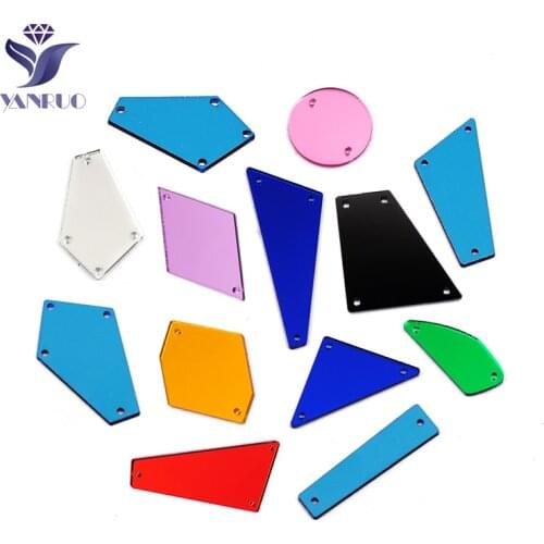 YANRUO Mirror Acrylic Rhinestones Mixed Sizes 30Pcs Sew On Stones Flat Back Strass Crystals For Dress Decoration