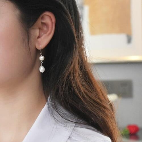 ASHIQI Natural Freshwater Baroque Pearl Double Earrings 925 Sterling Silver Handmade wedding Jewelry Gift for women 2020 Korean