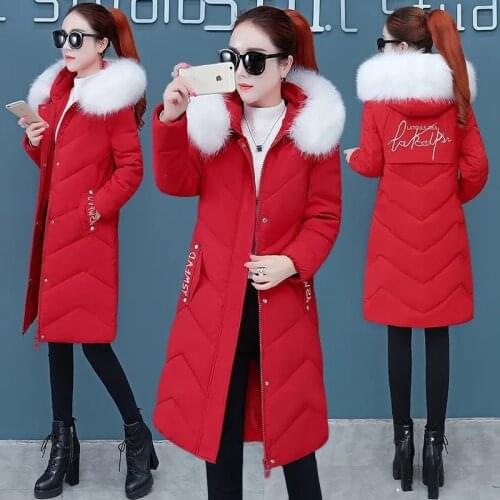 Women Winter Jackets Coats 2021Down Cotton Jacket Hooded Parkas Feminina Warm Outwear Faux Fur Collar Plus Size 3XL Long Coats