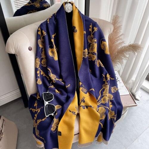 Women Winter Scarf Cashmere Female Scarves Warm Stoles Pashmina Shawls and Wraps Thick Blanket Echarpe Bufanda 2021 foulard