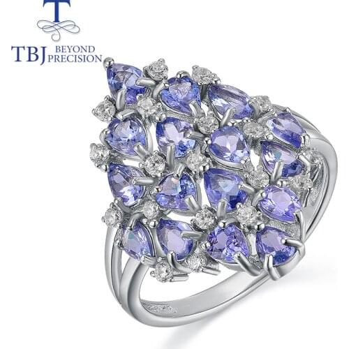 TBJ 2020 Natural tanzanite ring natural precious gemstone 925 sterling silver fine jewelry for women anniversary party gift