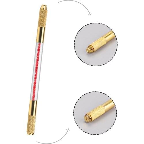 Golden crystal transparent semi-permanent double embroidery pen