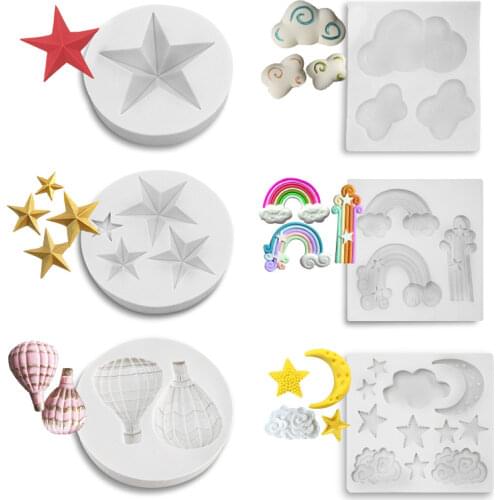 Star Cloud Moon Rainbow Sky silicone mold fondant mold cake decorating tools chocolate gumpaste mold