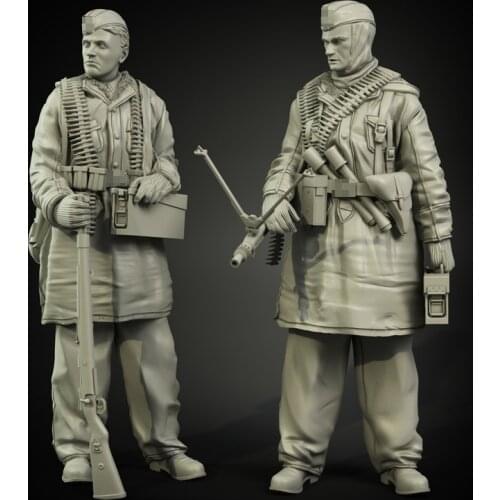 1/35 Resin Model figure GK Soldier Anorakanzug MG-42 set Military theme WWII Unassembled and unpainted kit