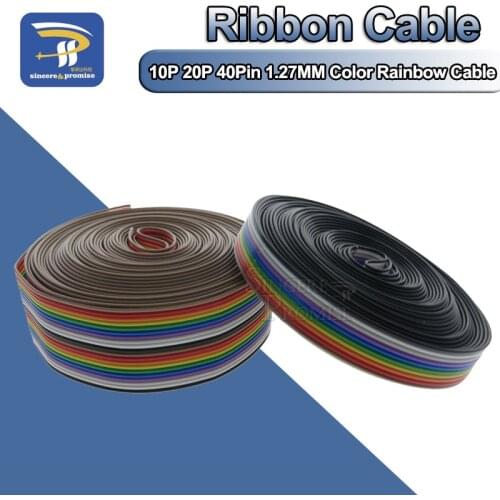 1 Meter 2.54mm Spacing Pitch10 WAY 10P 20P 40Pin Flat Color Rainbow Ribbon Cable Wiring Wire For PCB DIY 20 Way Pin