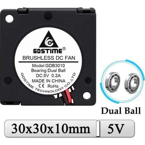 1Pcs Gdstime DC 5V Fan 30mm 30mmx30mmx10mm Dual Ball Bearing Mini Brushless Radial Cooler 3010 3cm Laptop Micro Turbo Blower Fan