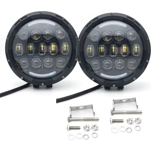 2 pcs Super Bright 7'' 105W round LED work lights High/Low beam DRL for jeep wrangler land rover 7 inch round led work light