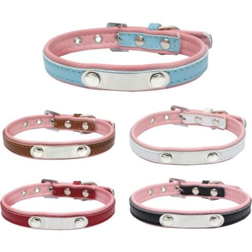 20PCS / LOT Pet Collar ID Name Custom Engraved Leather Dog Collar Cat With Small And Medium-Sized Dog Pet Supplies