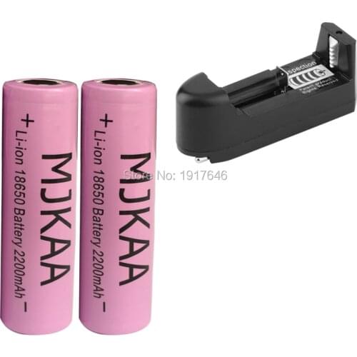 2pcs 18650 Battery 3.7V 2200mAh Rechargeable Li-ion Battery + one wall charger 18650 Battery for Power bank Electronic equipment