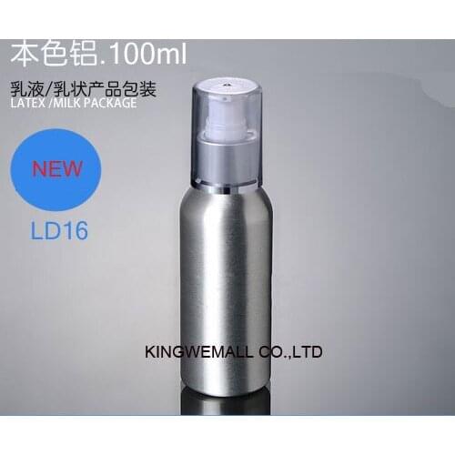 300PCS/LOT Cosmetic Packaging 100ml Aluminum Lotion bottle, Metal Container with Press Pump, DIY Liquid Storage Tool