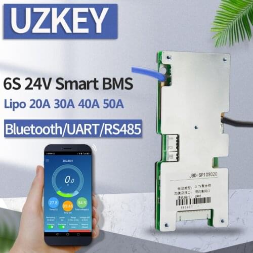 Bms 6s 24v Solar cell lipo 18650 20a 30a 40a 50a smart bms bluetooth With a balanced Li-ion Lithium Battery Protection Board PCM